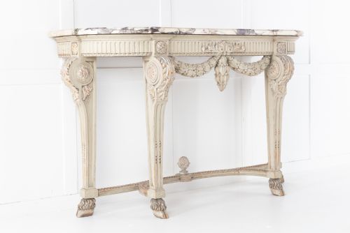 19TH CENTURY PAINTED CONSOLE TABLE WITH BRECCIA MARBLE TOP - ADDITIONAL PHOTO 1