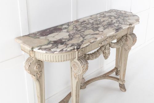19TH CENTURY PAINTED CONSOLE TABLE WITH BRECCIA MARBLE TOP - ADDITIONAL PHOTO 9