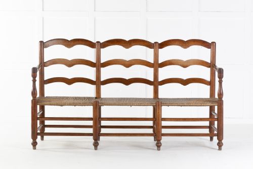 19th century french rush seat bench - CATEGORY: ANTIQUE FURNITURE - DATED 19TH CENTURY