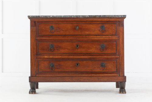 19th century french commode with marble top - CATEGORY: ANTIQUE CHEST OF DRAWERS - DATED 19TH CENTURY