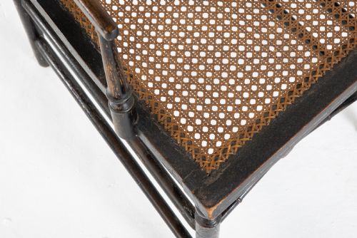 ENGLISH 19TH CENTURY REGENCY EBONISED CANE SEAT SOFA - ADDITIONAL PHOTO 5