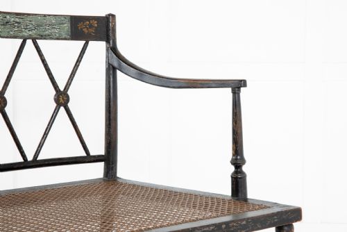 ENGLISH 19TH CENTURY REGENCY EBONISED CANE SEAT SOFA - ADDITIONAL PHOTO 6