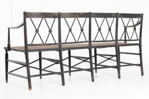 ENGLISH 19TH CENTURY REGENCY EBONISED CANE SEAT SOFA - ADDITIONAL PHOTO 7