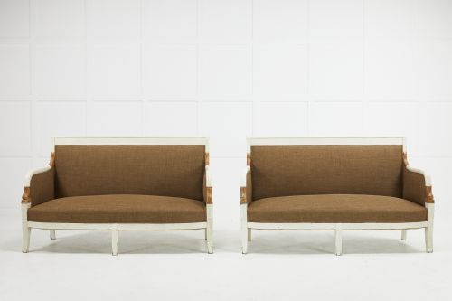 PAIR OF 19TH CENTURY FRENCH PAINTED SOFAS - ADDITIONAL PHOTO 2