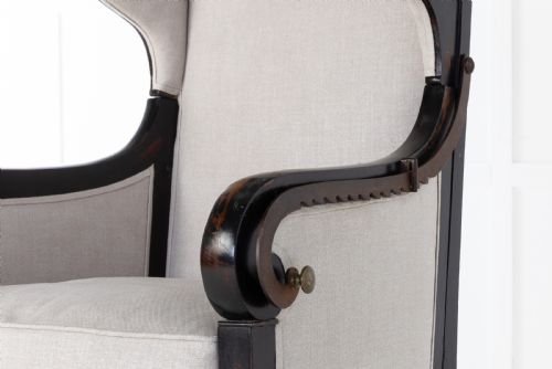 EARLY 19TH CENTURY FRENCH EBONISED RECLINING ARMCHAIR - ADDITIONAL PHOTO 3