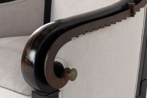 EARLY 19TH CENTURY FRENCH EBONISED RECLINING ARMCHAIR - ADDITIONAL PHOTO 5