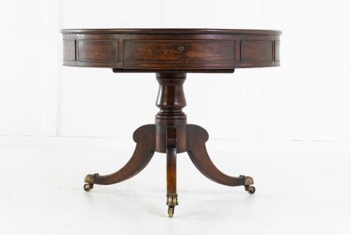 19th century regency oak drum table - CATEGORY: ANTIQUE TABLES - DATED REGENCY