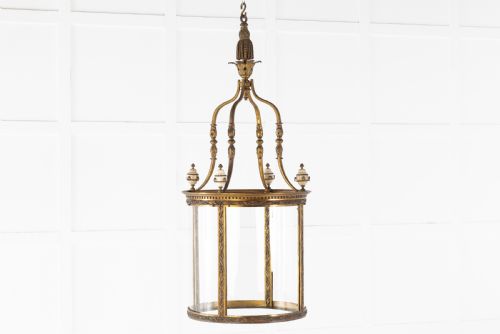 19th century gilt bronze hall lantern - CATEGORY: ANTIQUE LIGHTING - DATED 19TH CENTURY