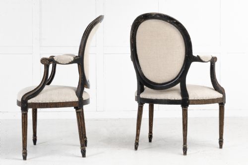 PAIR OF GEORGE III PAINTED AND GILT ARMCHAIRS - ADDITIONAL PHOTO 2
