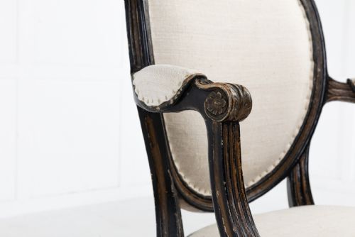 PAIR OF GEORGE III PAINTED AND GILT ARMCHAIRS - ADDITIONAL PHOTO 4