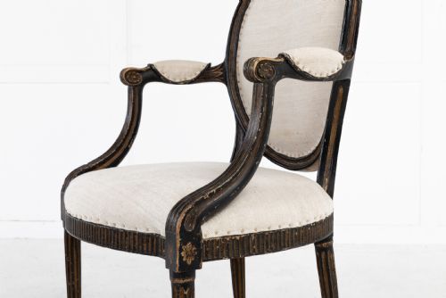 PAIR OF GEORGE III PAINTED AND GILT ARMCHAIRS - ADDITIONAL PHOTO 7