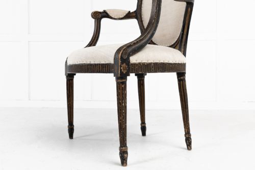 PAIR OF GEORGE III PAINTED AND GILT ARMCHAIRS - ADDITIONAL PHOTO 8