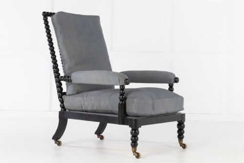 19th century ebonised bobbin armchair - CATEGORY: ANTIQUE CHAIRS - DATED 19TH CENTURY