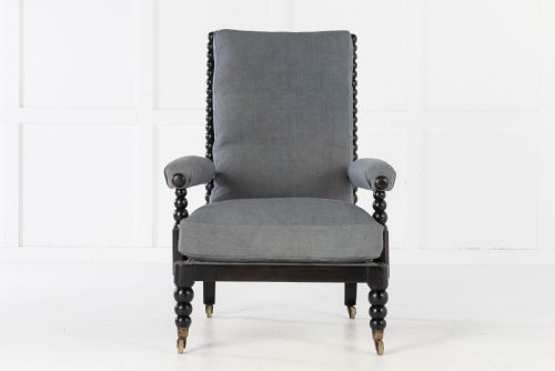 19TH CENTURY EBONISED BOBBIN ARMCHAIR - ADDITIONAL PHOTO 1