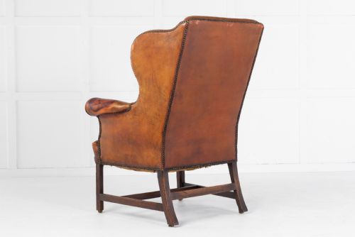 GEORGE III MAHOGANY AND LEATHER WING CHAIR - ADDITIONAL PHOTO 10