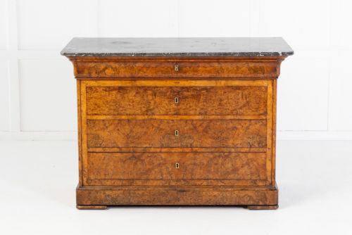 19TH CENTURY FRENCH WALNUT COMMODE WITH MARBLE TOP - ADDITIONAL PHOTO 1