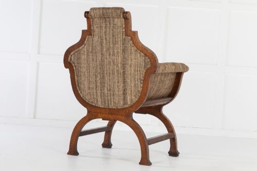 19TH CENTURY OAK XFRAME ARMCHAIR - ADDITIONAL PHOTO 6