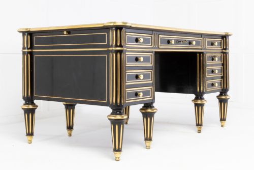 19TH CENTURY EBONISED AND BRASS INLAID DESK - ADDITIONAL PHOTO 1