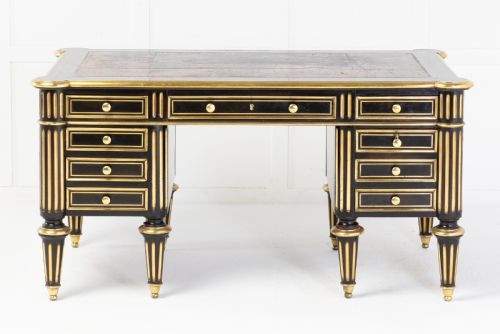 19TH CENTURY EBONISED AND BRASS INLAID DESK - ADDITIONAL PHOTO 2