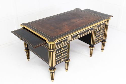 19TH CENTURY EBONISED AND BRASS INLAID DESK - ADDITIONAL PHOTO 3