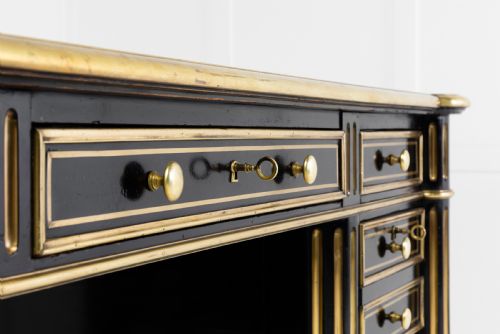 19TH CENTURY EBONISED AND BRASS INLAID DESK - ADDITIONAL PHOTO 4