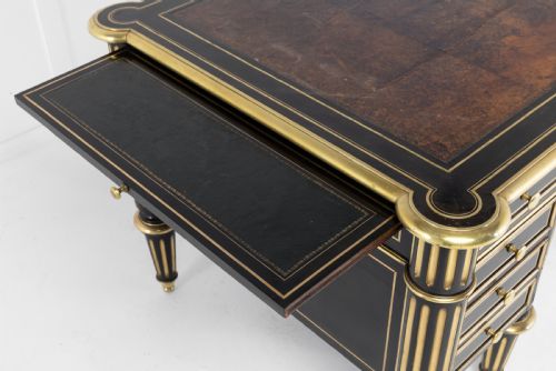 19TH CENTURY EBONISED AND BRASS INLAID DESK - ADDITIONAL PHOTO 6