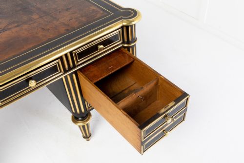 19TH CENTURY EBONISED AND BRASS INLAID DESK - ADDITIONAL PHOTO 9