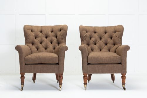 pair of 19th century english button back armchairs - CATEGORY: ANTIQUE CHAIRS - DATED 19TH CENTURY