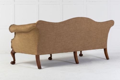 LARGE 19TH CENTURY WALNUT CAMEL BACK SOFA - ADDITIONAL PHOTO 4