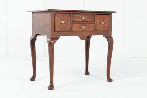georgian oak cabriole leg lowboy - CATEGORY: ANTIQUE FURNITURE - DATED GEORGIAN
