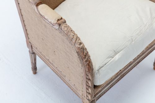19TH CENTURY FRENCH CARVED WOOD WING CHAIR - ADDITIONAL PHOTO 2