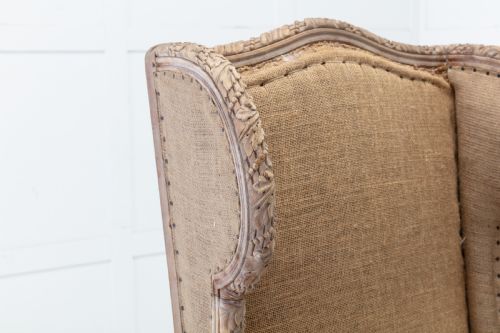 19TH CENTURY FRENCH CARVED WOOD WING CHAIR - ADDITIONAL PHOTO 3