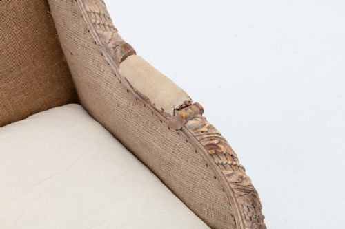 19TH CENTURY FRENCH CARVED WOOD WING CHAIR - ADDITIONAL PHOTO 5