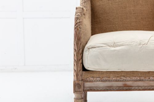 19TH CENTURY FRENCH CARVED WOOD WING CHAIR - ADDITIONAL PHOTO 6