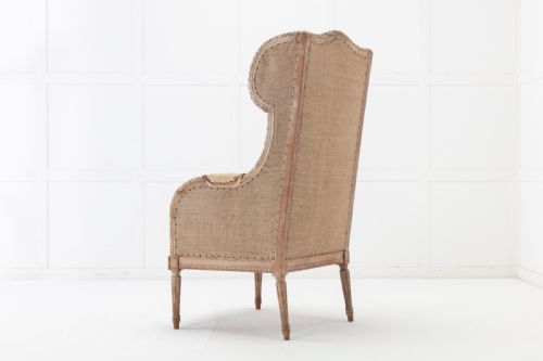 19TH CENTURY FRENCH CARVED WOOD WING CHAIR - ADDITIONAL PHOTO 9