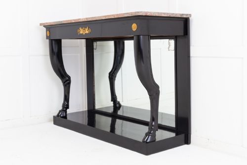 19th century french ebonised console table with marble top - CATEGORY: ANTIQUE TABLES - DATED 19TH CENTURY