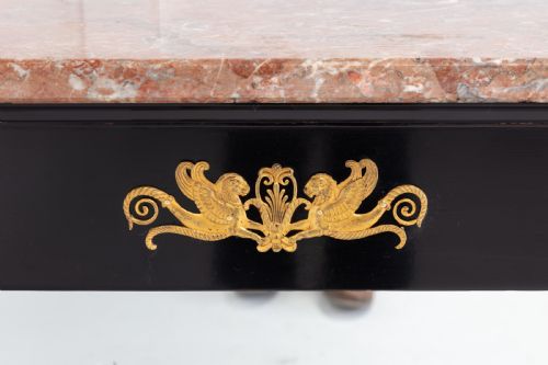 19TH CENTURY FRENCH EBONISED CONSOLE TABLE WITH MARBLE TOP - ADDITIONAL PHOTO 1