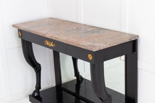 19TH CENTURY FRENCH EBONISED CONSOLE TABLE WITH MARBLE TOP - ADDITIONAL PHOTO 4