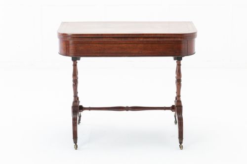 19TH CENTURY ENGLISH REGENCY ROSEWOOD AND PALM WOOD CARD TABLE - ADDITIONAL PHOTO 1
