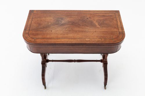 19TH CENTURY ENGLISH REGENCY ROSEWOOD AND PALM WOOD CARD TABLE - ADDITIONAL PHOTO 2