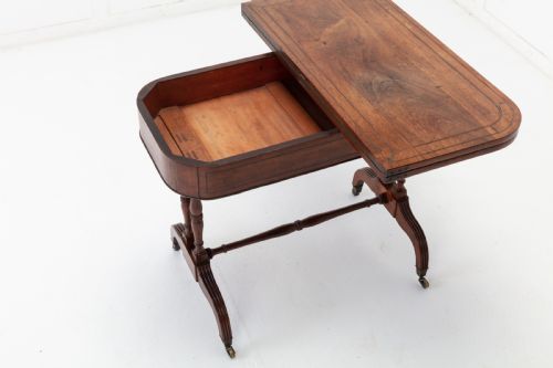 19TH CENTURY ENGLISH REGENCY ROSEWOOD AND PALM WOOD CARD TABLE - ADDITIONAL PHOTO 4