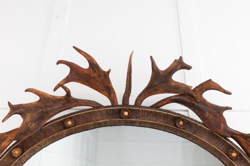 19TH CENTURY OVAL ANTLER MIRROR - ADDITIONAL PHOTO 5