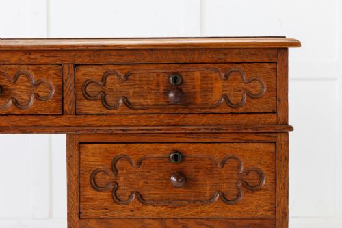 19TH CENTURY ENGLISH REGENCY GOTHIC OAK PARTNERS DESK - ADDITIONAL PHOTO 2