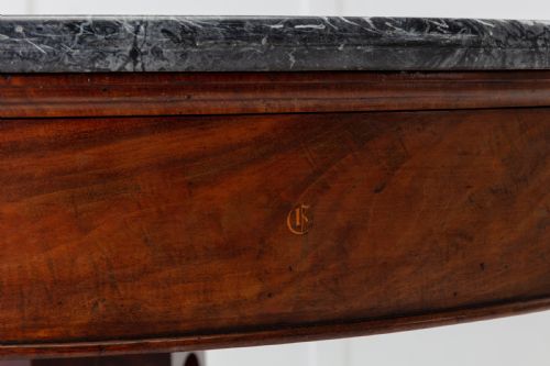 EARLY 19TH CENTURY FRENCH MAHOGANY CIRCULAR TABLE WITH MARBLE TOP - ADDITIONAL PHOTO 7