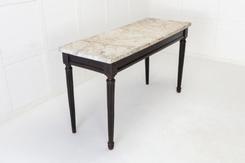 18th century french ebonised console table with marble top - CATEGORY: ANTIQUE TABLES - DATED 18TH CENTURY