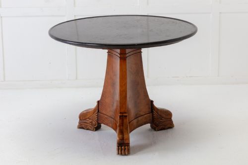19th century french mahogany guridon with marble top - CATEGORY: ANTIQUE TABLES - DATED 19TH CENTURY
