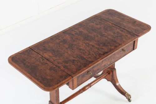 19th century english regency burr yew sofa table - CATEGORY: ANTIQUE TABLES - DATED 19TH CENTURY