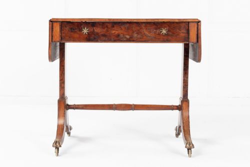 19TH CENTURY ENGLISH REGENCY BURR YEW SOFA TABLE - ADDITIONAL PHOTO 3