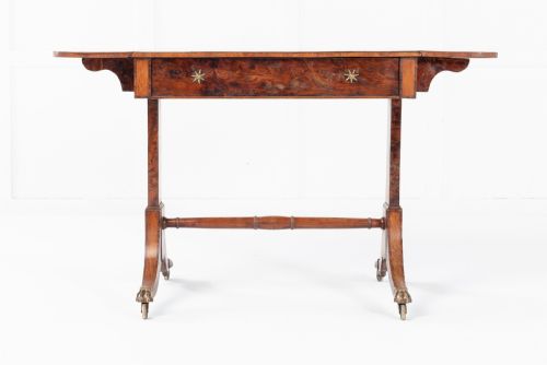 19TH CENTURY ENGLISH REGENCY BURR YEW SOFA TABLE - ADDITIONAL PHOTO 9