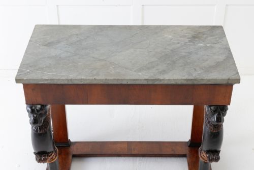 EARLY 19TH CENTURY WALNUT CONSOLE TABLE WITH MARBLE TOP - ADDITIONAL PHOTO 1